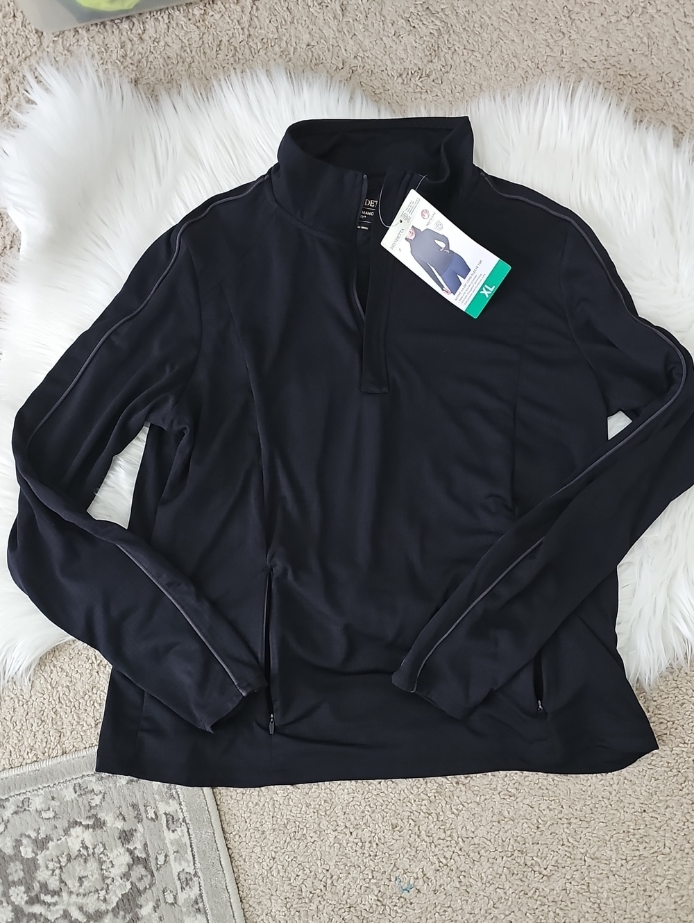 XL Mondetta Ladies' Black Quarter-Zip Pullover, NWT